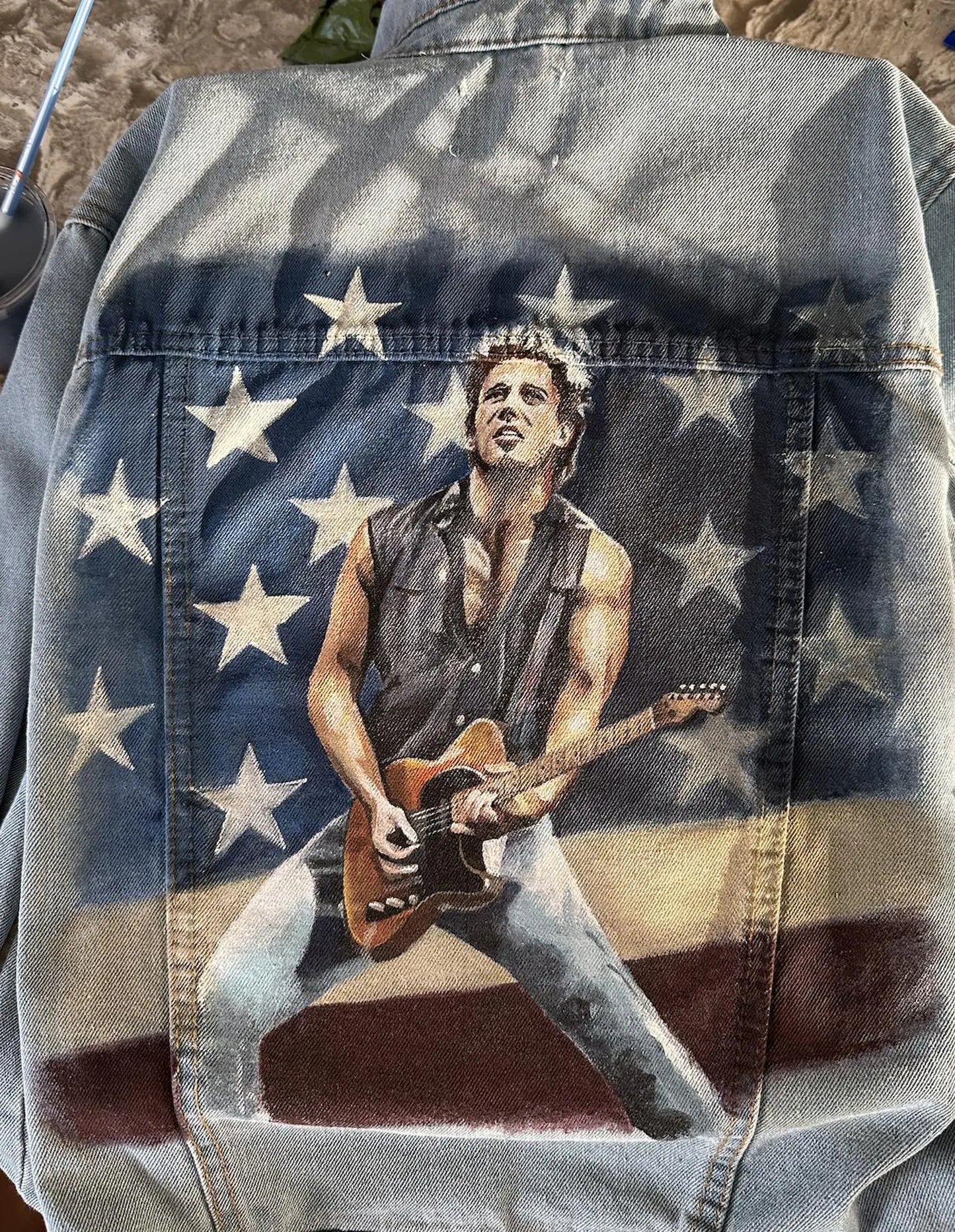 Bruce Springsteen Hand Painted Denim Jacket