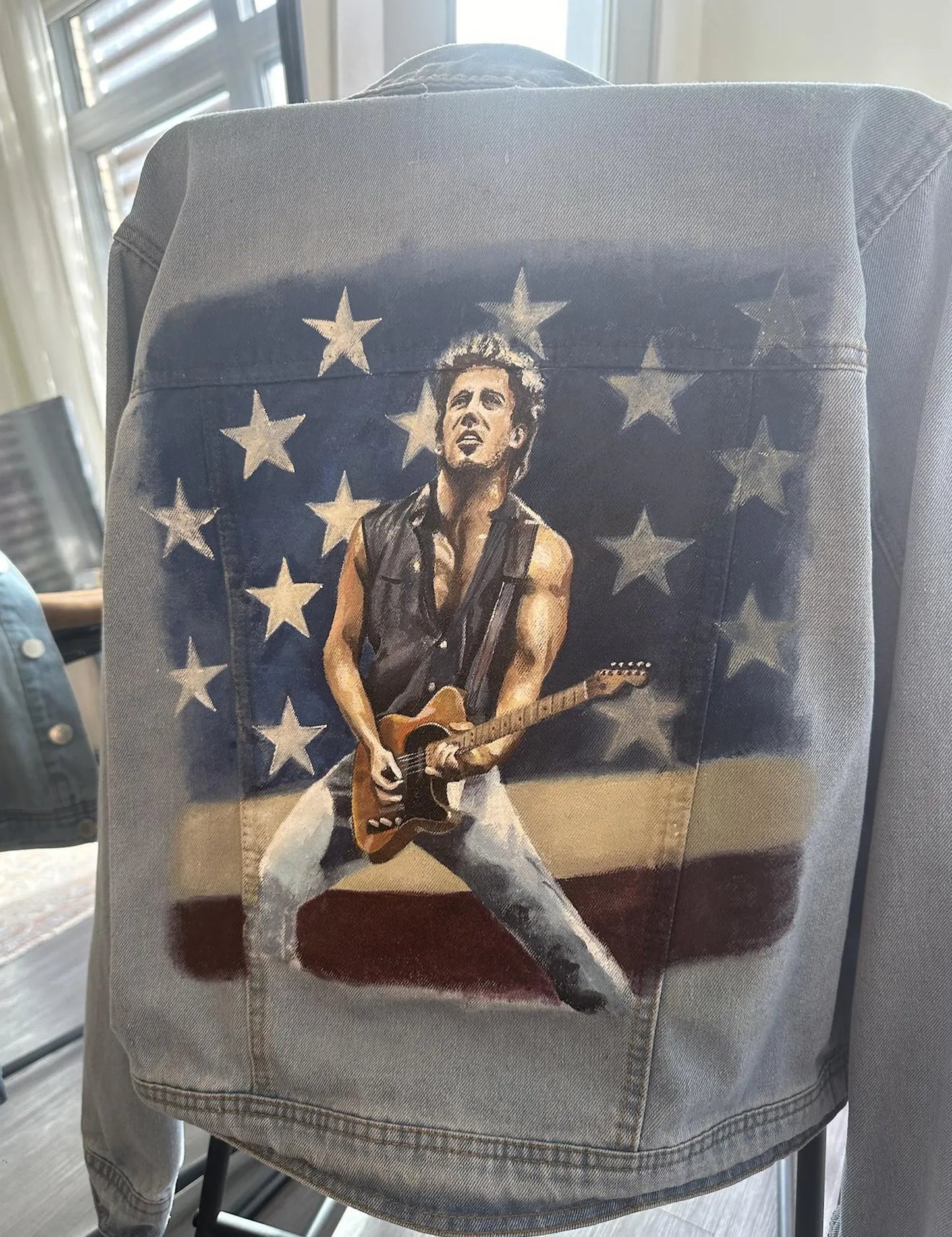 Bruce Springsteen Hand Painted Denim Jacket